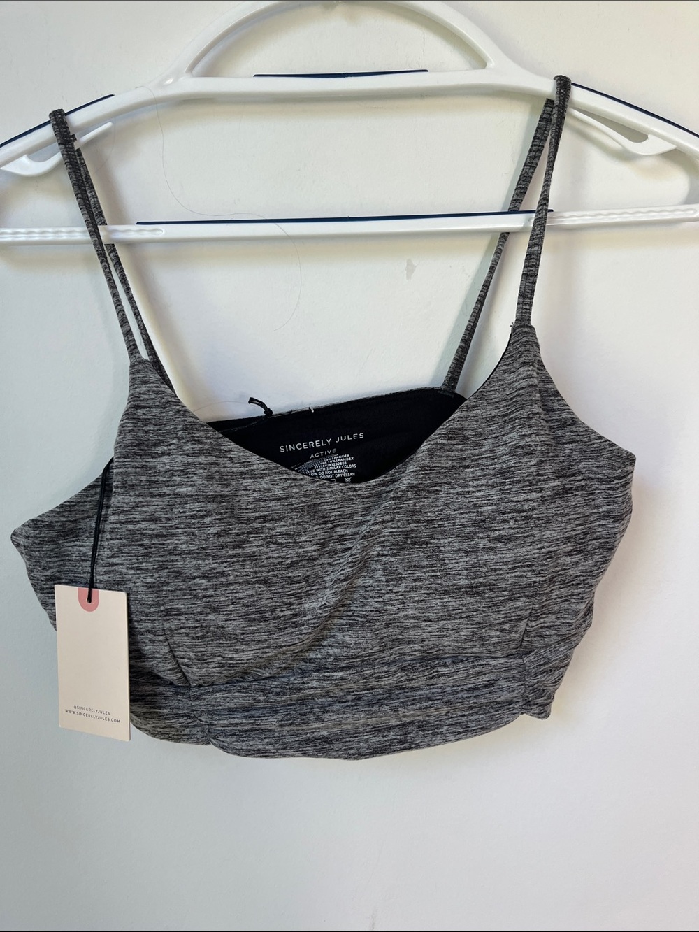 Sincerely Jules Heathered Charcoal Stretch Bralette Tank Size M. NWT